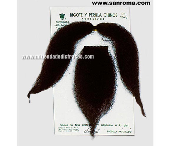 Bigote y perilla chino adhesivos negra.