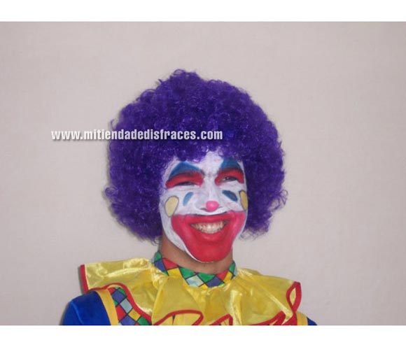 Peluca Payaso morado. Muy buena calidad. Fabricada en España. Talla universal.
