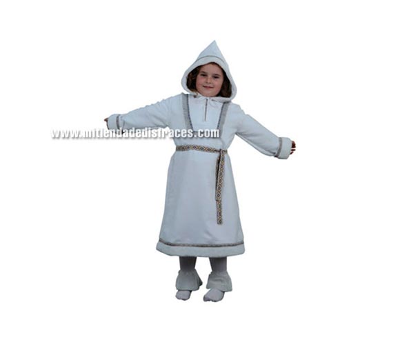 Disfraz de Esquimal niña talla de 7 a 9 años. Incluye vestido, cinturón y calentadores.