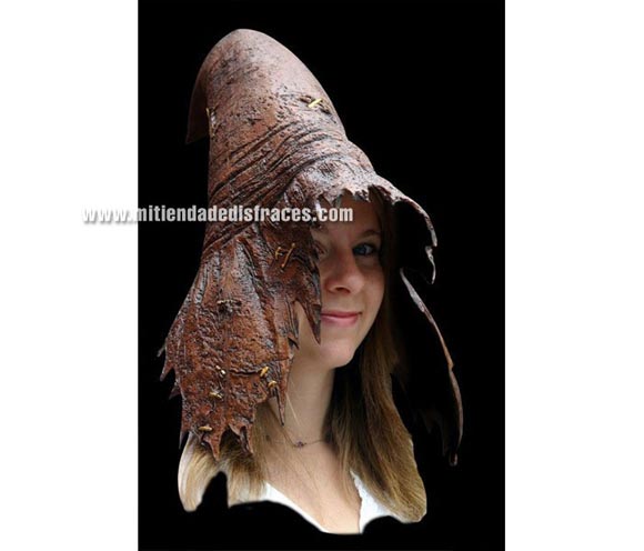 Sombrero de Bruja color marrón. Alta calidad. Fabricado en látex artesanalmente por una empresa que hace efectos especiales para Hollywood. 