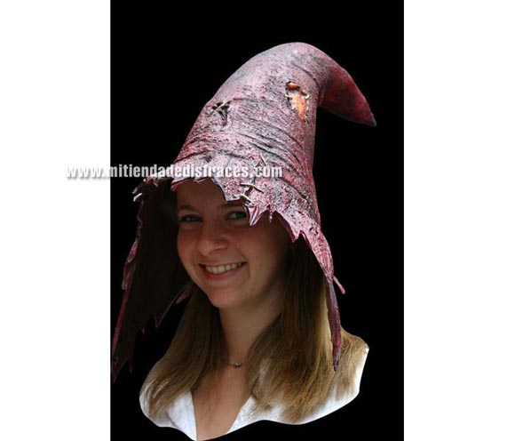 Sombrero de Bruja color rojo. Alta calidad. Fabricado en látex artesanalmente por una empresa que hace efectos especiales para Hollywood. 