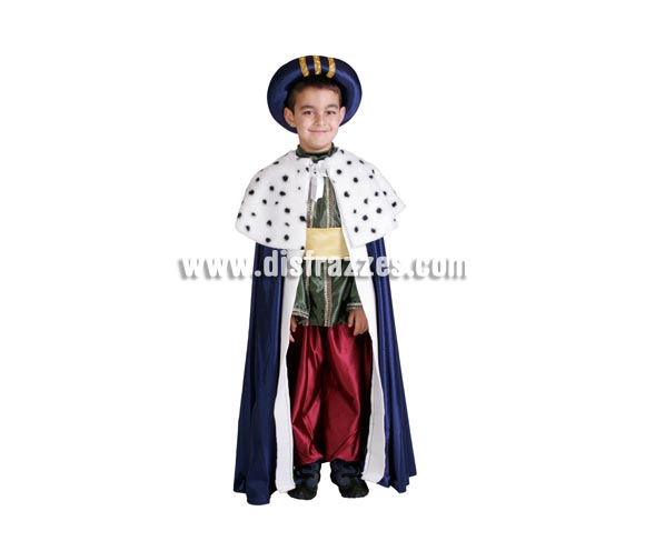 Disfraz de Rey Mago Baltasar infantil. Alta calidad. Hecho en España. Disponible en varias tallas. Turbante NO incluido, podrás verlo en la sección Complementos para Navidad. Traje de Rey Mago Baltasar de niño para Navidad.