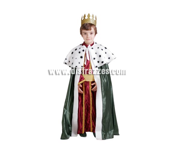 Disfraz de Rey Mago Gaspar infantil. Alta calidad. Hecho en España. Disponible en varias tallas. Corona NO incluida, podrás verla en la sección Complementos. Traje de Rey Mago para niños, ideal para Colegios en Navidad.