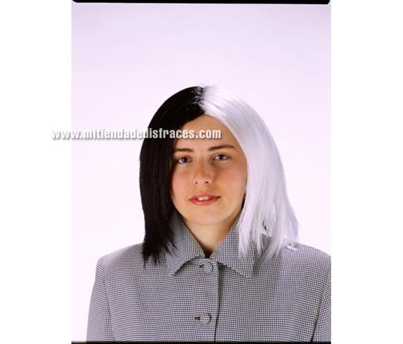 Peluca Cruela lisa. Muy buena calidad. Fabricada en España. Talla universal.