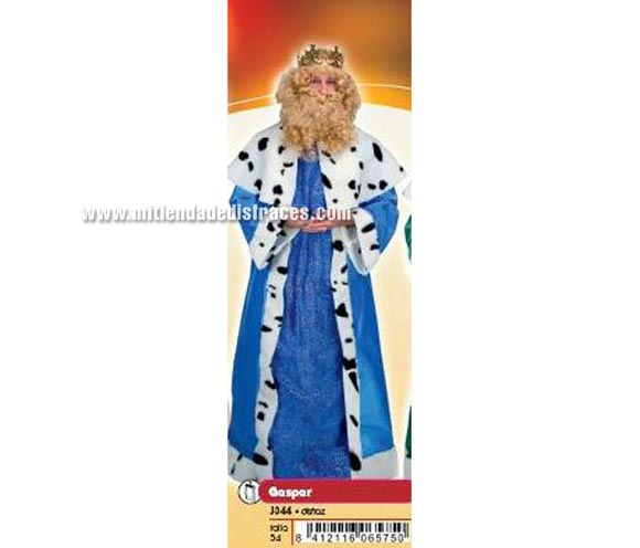 Disfraz de Rey Gaspar adulto. Talla única 54/56. Incluye disfraz y corona.