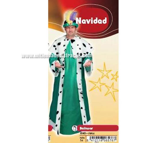 Disfraz de Rey Baltasar adulto. Talla única 54/56. Incluye traje y turbante.