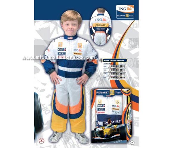 Disfraz de mono oficial de Renault infantil. Talla de 9 a 11 años. Incluye el mono. Disfraz con licencia ideal como regalo en Navidad y Reyes Magos o en cualquier fecha del año.