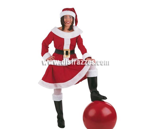 Disfraz de Mama Noel adulta Deluxe. Alta calidad. Hecho en España. Disponible en varias tallas. Incluye camisa, falda, gorro, cinturón y cubrebotas.