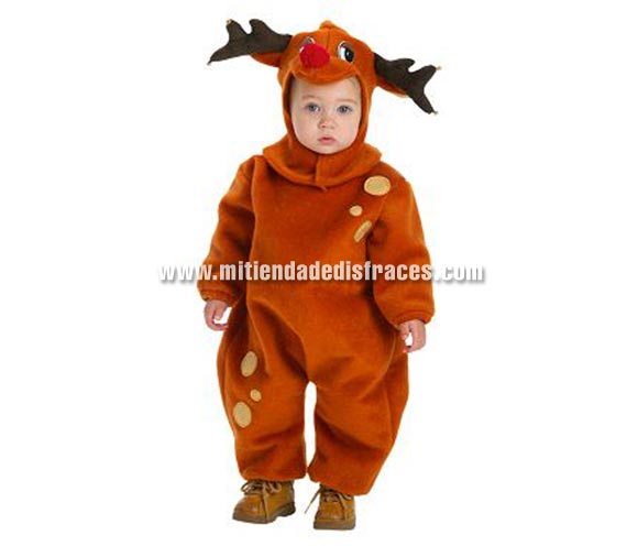 Disfraz de Reno infantil. Talla de 11 a 13 años. Incluye mono y capucha con forma de reno. Ideal para Navidad.