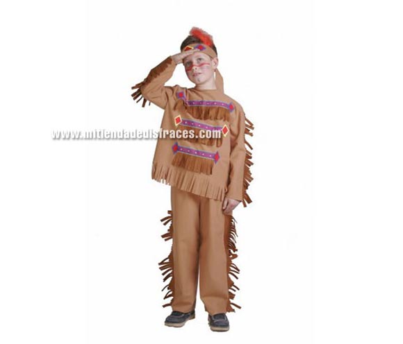 Disfraz de Indio infantil. Alta calidad. Hecho en España. Disponible en varias tallas. Incluye cinta cabeza, camisa y pantalón.