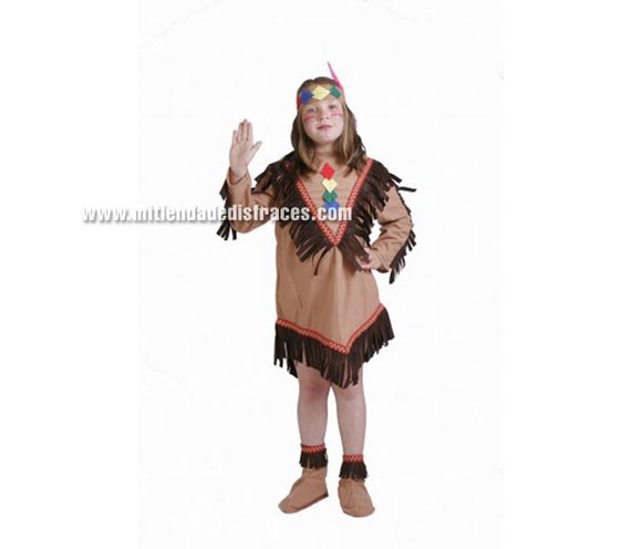 Disfraz de India infantil. Alta calidad. Hecho en España. Disponible en varias tallas. Incluye cinta cabeza, vestido y cubrepies.