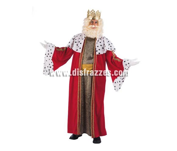 Disfraz de Rey Melchor adulto Deluxe. Buena calidad. Hecho en España. Disponible en varias tallas. Incluye cinturón y túnica. Corona, guantes, barba y peluca NO incluidas, podrás verlas en la sección Complementos y Pelucas para Navidad.
