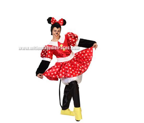 Disfraz de Ratoncita o Ratita adulta. Para ir igual que Minnie Mouse. Alta calidad. Hecho en España. Talla única 44. Incluye gorro y traje completo, tal y como se ve en la foto.