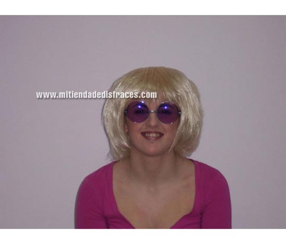 Peluca melena flequillo 21 cm. rubia. Muy buena calidad. Fabricada en España. Talla universal.