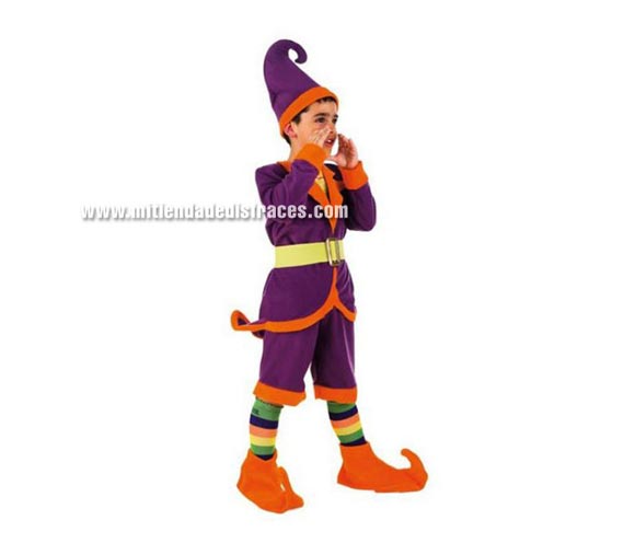 Disfraz de Elfo Lilvast infantil Deluxe. Hecho en España. Disponible en varias tallas. Incluye cubrebotas, gorro, pantalón y chaqueta con camisa y cinturón. Disfraz de Duende de niño para Cabalgatas de Reyes Magos.