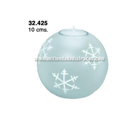 Vela bola de cristal decorada glaseada de 10 cms. Ideal para decorar la casa en Navidad.