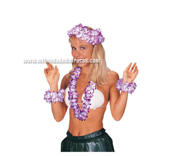 Set Hawaiano 4 piezas. Contiene collar, corona y 2 muñequeras. Colores surtidos. Se venden por separado.
