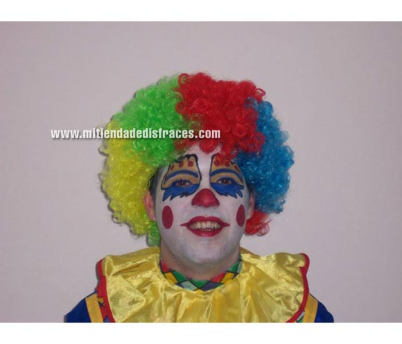 Peluca Payaso multicolor. Muy buena calidad. Fabricada en España. Talla universal. 