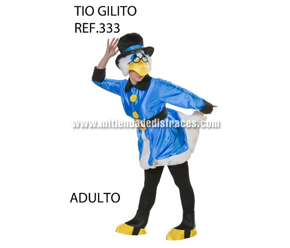 Disfraz del Tío Gilito adulto. Talla Universal de adultos. Incluye disfraz completo y cabeza. Disfraz para Grupo, Peña o Comparsa. ATENCIÓN para grupos: consultar posibilidad de hacer en tallas de niños y precio dependiendo de la cantidad de disfraces solicitada.