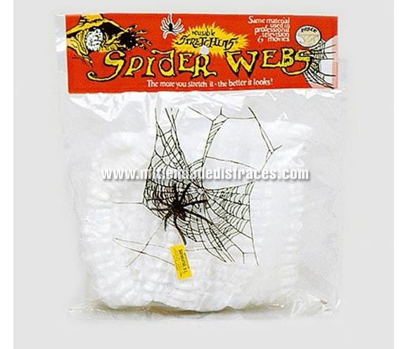 Telaraña blanca imitación de 20 gr. Contiene arañas.