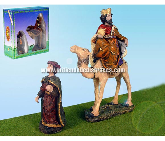 Rey Melchor en camello con paje 21x20 cm.
