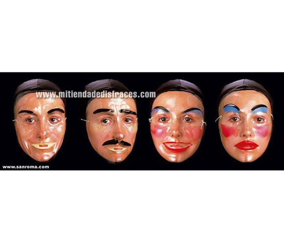 Caretas transparentes, 4 modelos surtidos, se venden por separado.