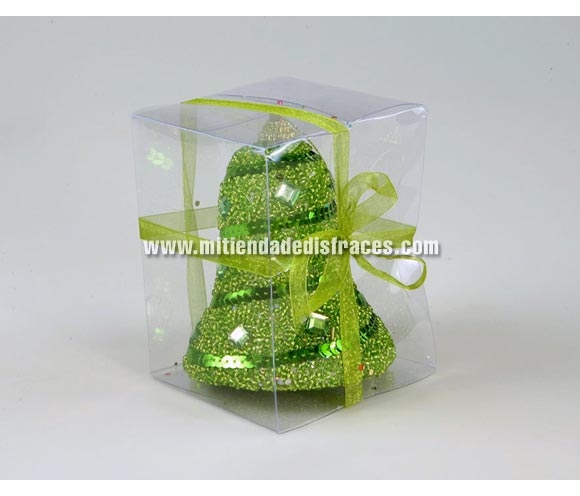 Campana con espiral y decorada con piedras de 10 cms. de color verde.