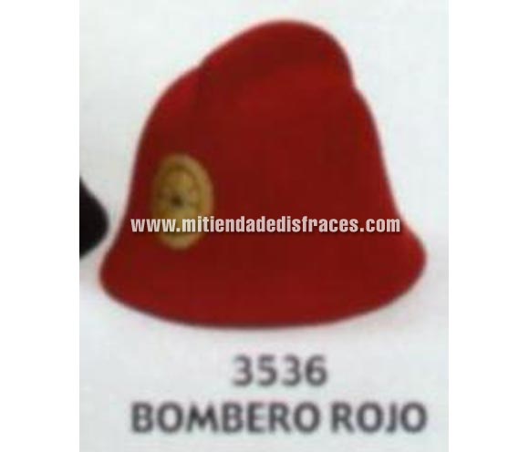 Sombrero de Bombero de color rojo. Buena calidad, fabricado artesanalmente en España. Posibilidad de ajuste de precio para grupos. También disponible en color negro.