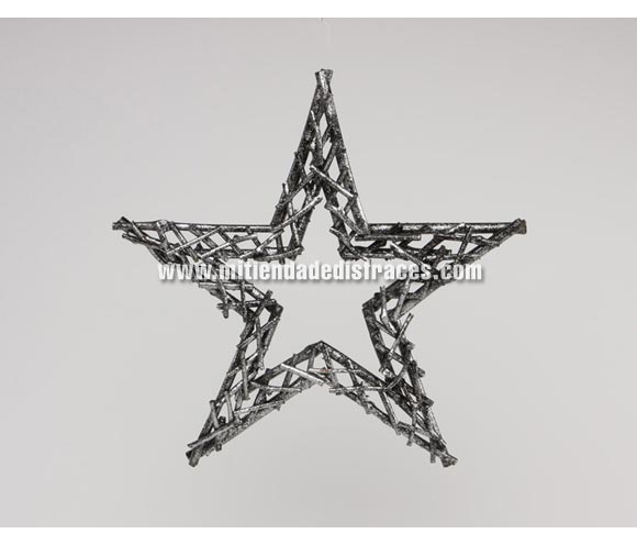 Estrella navidad palitos con negro y plata 41 cm.