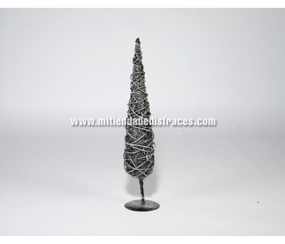 Árbol de navidad con base, de color negro y plata de 50 cm.