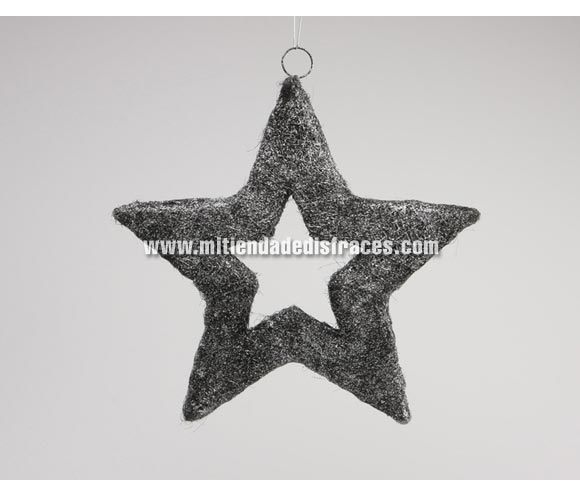 Estrella navideña abierta negro y plata.
