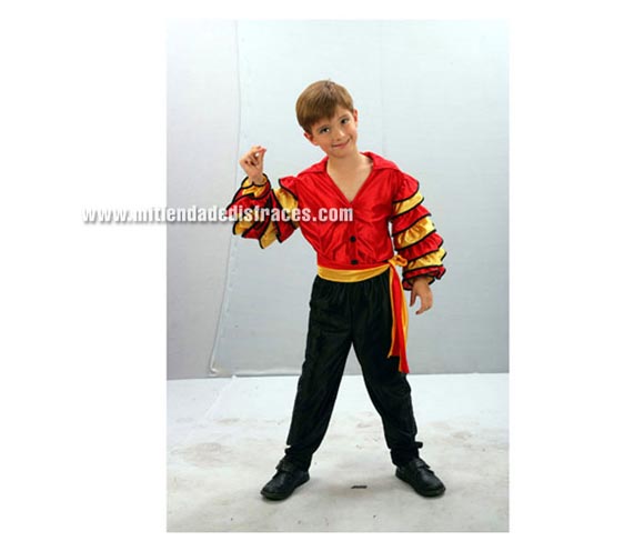 Disfraz de Bailarín de Rumba Económico talla de 7 a 9 años. Incluye camisa, pantalón y cinturón. Disfraz de Caribeño y Andaluz o Sevillano.