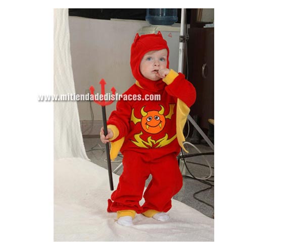 Disfraz de Diablillo talla de 1 a 2 años. Incluye mono con rabo y verdugo. Tridente NO incluido, podrás verlo en la sección Complementos de Halloween.