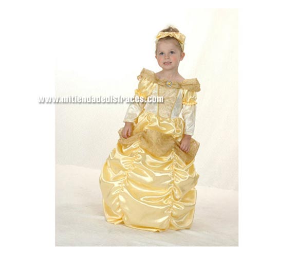 Disfraz de Princesa Bella Económico talla de 1 a 2 años. Incluye vestido y tocado. 
