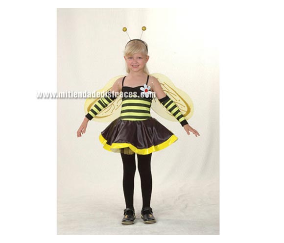 Disfraz de Hada Avispa Económico talla de 10 a 12 años. Incluye vestido, alas, tocado y manguitos. También disfraz de Abeja o Abejita.