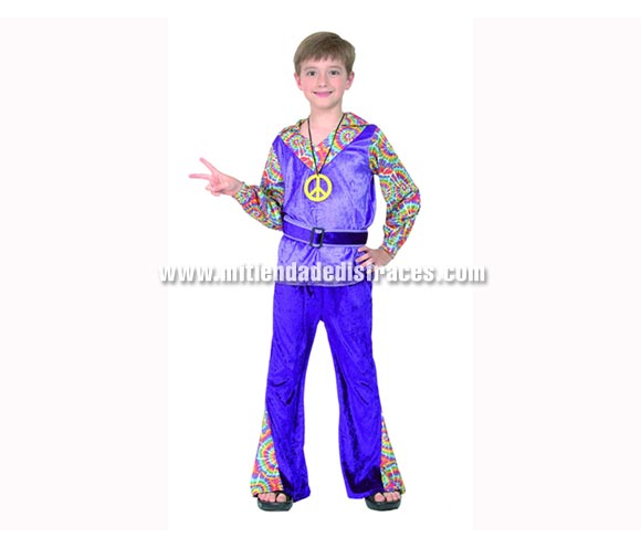 Disfraz de Hippie infantil. Talla de 10 a 12 años. Incluye  camisa, cinturón y pantalón. Colgante NO incluido, podrás verlo en la sección de Complementos.