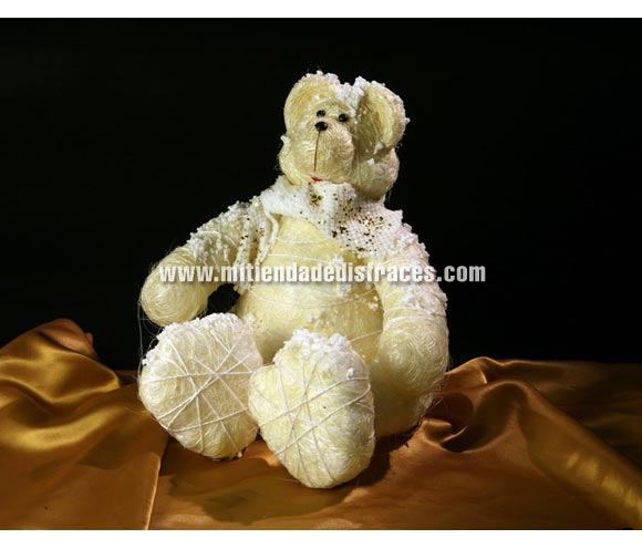 Osito sentado blanco decoración navidad 24 cm.