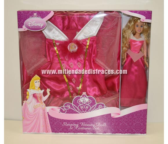Caja Disfraz de Bella Durmiente Disney con muñeca. Talla de 5 a 7 años. Incluye disfraz y muñeca. Un disfraz con licencia Disney ideal para pedir a los Reyes Magos o Papa Noel, también para regalar en cualquier fecha del año.