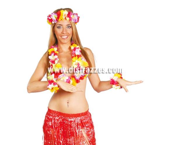 Conjunto Hawaiano EXTRA. Incluye muñequeras, cinta y collar.