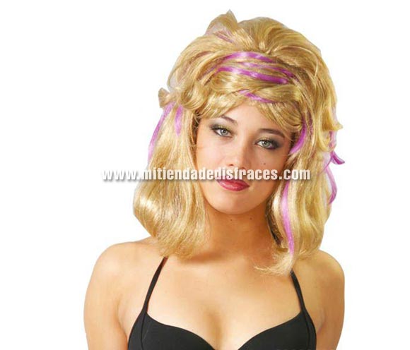 Peluca años 60 rubia. También sirve como peluca de Hippie.