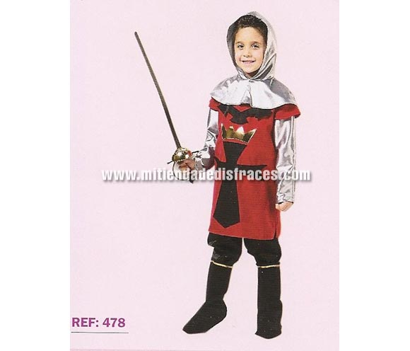 Disfraz de Caballero Medieval Rojo infantil. Disponible en varias tallas. Buena calidad, hecho en España.