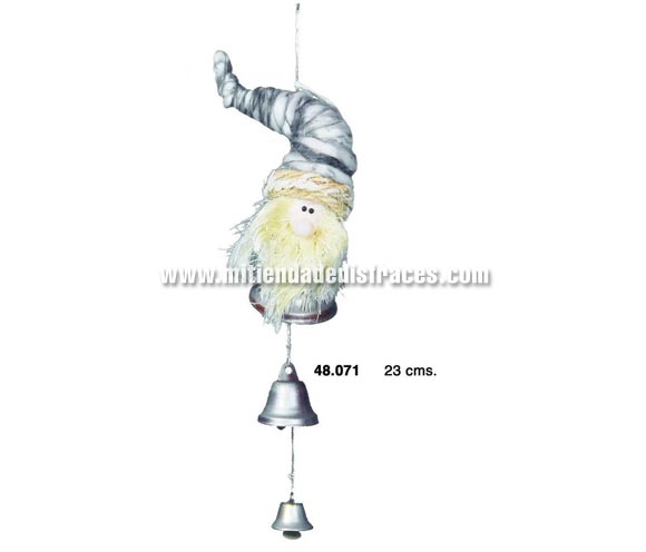 Cabeza Papa Noel con campana de 23 cms. Muy apropiado para decorar nuestra casa en Navidad.