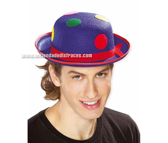 Sombrero bombin payaso azul.