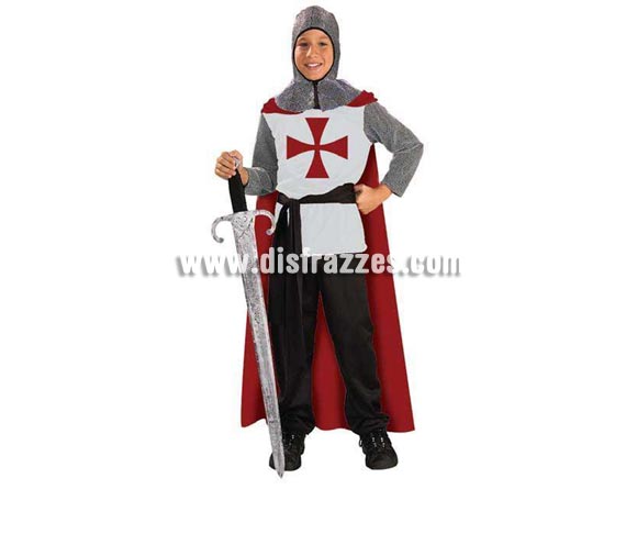 Disfraz de Cruzado Medieval infantil. Talla de 5 a 7 años. Incluye túnica con capa, cinturón y capucha de malla. Espada NO incluida, podrás ver espadas en la sección Complementos - Armas. Éste disfraz de Guerrero Medieval infantil es ideal para celebrar las Fiestas o Ferias Medievales cada vez más arraigadas en nuestro País que se celebran tanto en Pueblos en la calle, como en Pub's, Discotecas, Casas particulares,  Restaurantes o Colegios y disfrazándote con un traje Medieval ayudarás a crear ese ambiente de la Época Medieval o la Edad Media tan atractivo como aventurero y que a todos nos fascina.
¡¡Cómpranos tu disfraz para Medievales, será divertido!!
