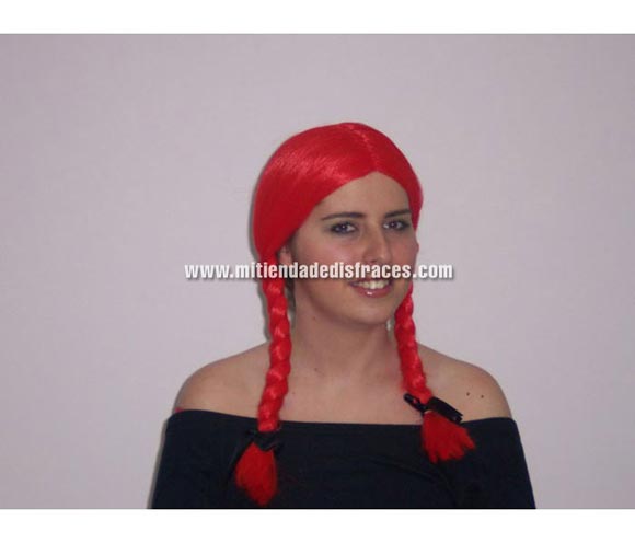 Peluca trenzas roja. Muy buena calidad. Fabricada en España. Talla universal.