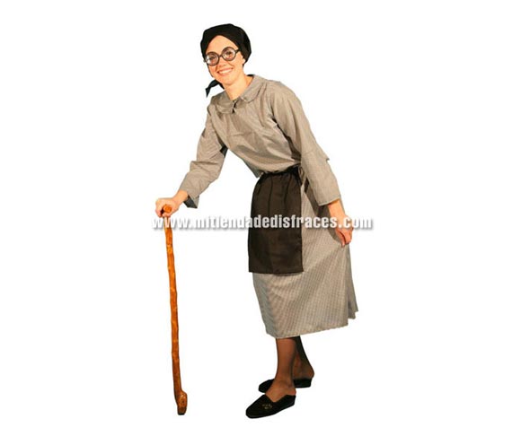 Disfraz de Vieja Castañera adulta. Talla única 42/44. Incluye pañuelo, delantal, camisa y falda.