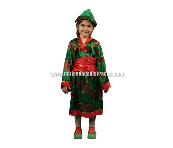 Disfraz de China talla de 2 a 4 años. Incluye camisa, gorro, falda y cinturón.