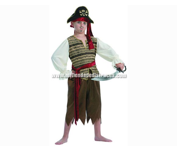 Disfraz de Pirata Temerario niño talla de 7 a 9 años. Incluye camisa, pantalón, sombrero y cinturón.