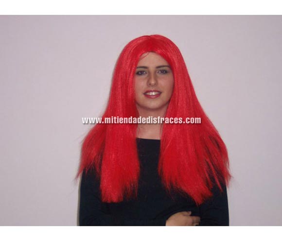 Peluca melena roja. Muy buena calidad. Fabricada en España. Talla universal.