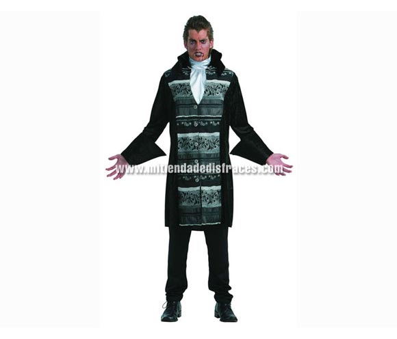 Disfraz de Conde Vampiro Adulto económico. Talla única 52/54. Incluye chaqueta, pañuelo y pantalón.